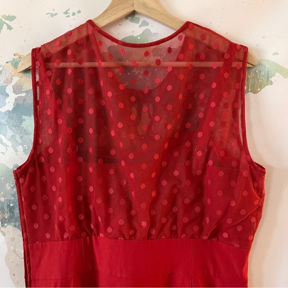 Torrid Retro Chic Dress Size 14 Red Wiggle Mesh Dot Pin-Up Rockabilly NWT $69 - Picture 8 of 12